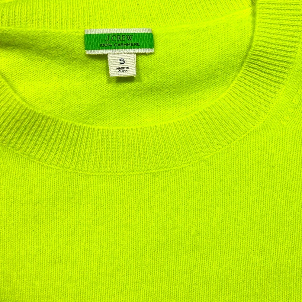 JCREW women’s 100% cashmere crew neck sweater in neon citrus - Picture 7 of 8